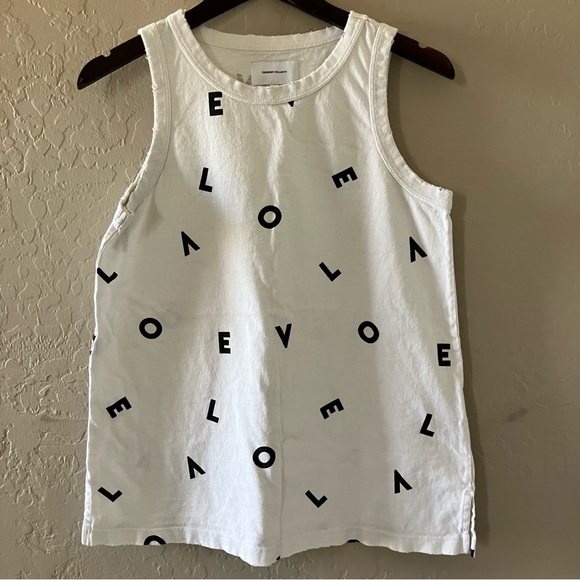 Current/Elliott White Tank Top with Black Print Love Size 1 - Picture 2 of 12